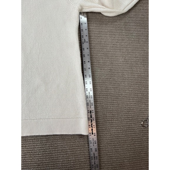 Loft Cream Textured Honeycomb Knit Sweater Womens Medium Button Cuff Long Sleeve - Picture 7 of 12